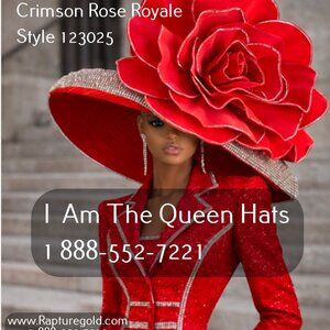 I Am The Queen Crimson Rose Royale Couture Church Hat Kentucky Derby